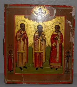 19th century painted wood icon