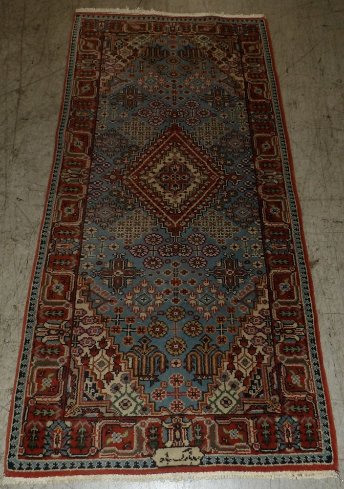 2'6" x 5' 7" handmade oriental rug signed (1 of 5)