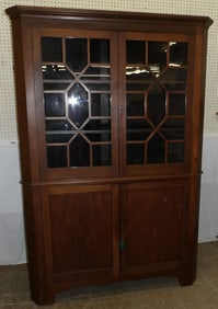 mahogany glass door corner cabinet