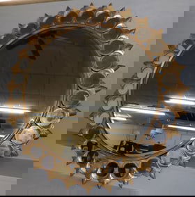 gilded frame round bevel edge mirror