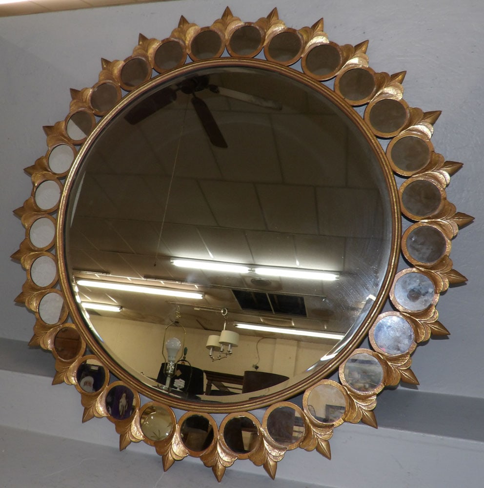 gilded frame round bevel edge mirror (1 of 3)