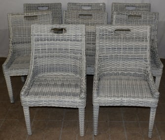 set of 8 faux wicker outdoor chairs by Beechcraft