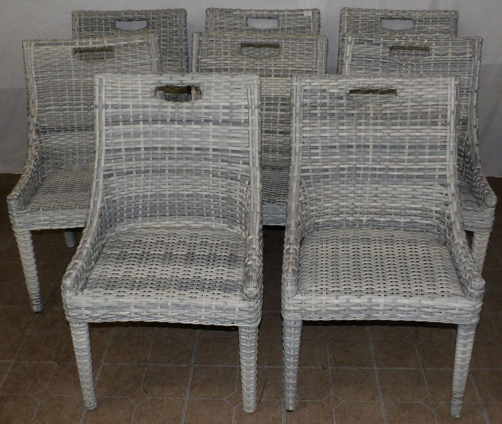 set of 8 faux wicker outdoor chairs by Beechcraft (1 of 4)