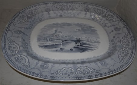 antique English blue transfer platter by Copeland