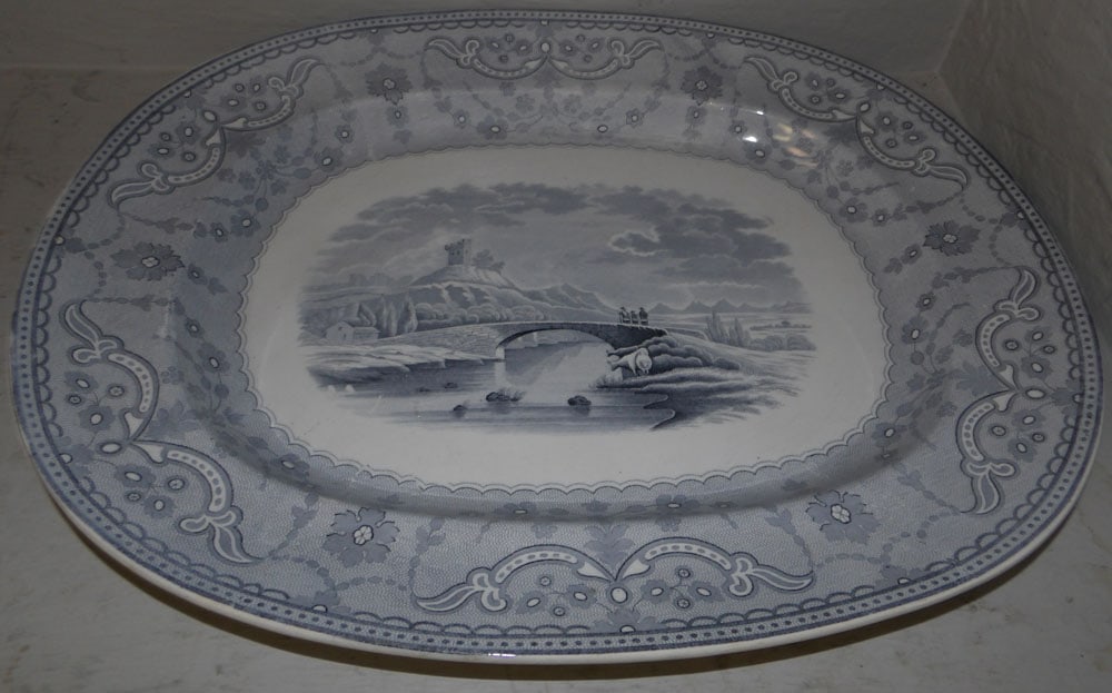 antique English blue transfer platter by Copeland (1 of 5)