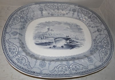 antique English blue transfer platter by Copeland