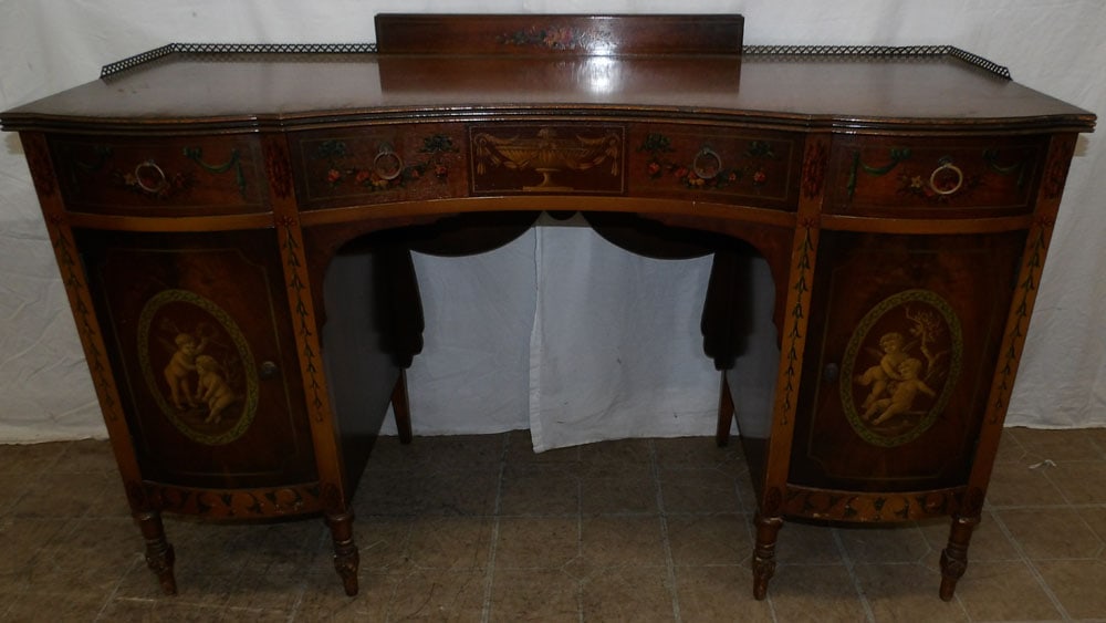 antique walnut and Adams paint decorated ladies desk (1 of 7)