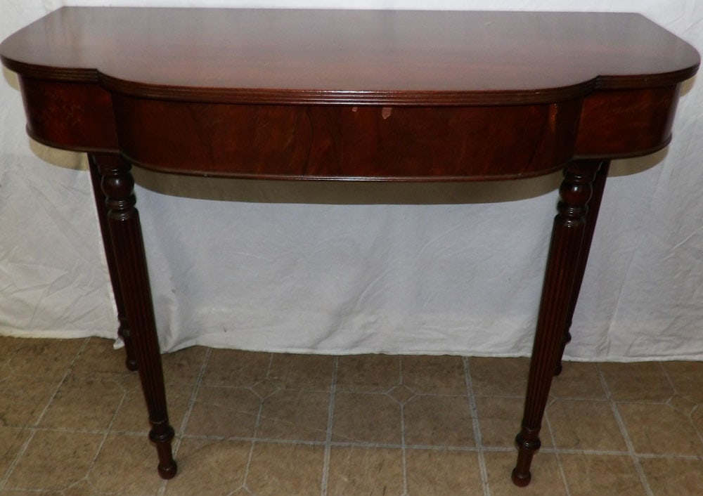 mahogany one drawer Sheraton style console (1 of 7)
