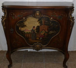 walnut paint decorated one door cabinet