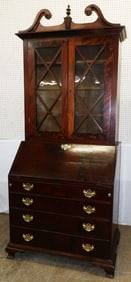 19th century mahogany two piece glass door secretary
