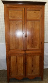19th century heart pine blind door corner cabinet