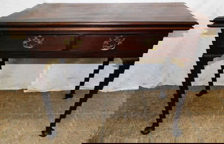 19th Century Mahogany Fold Over Top Queen Anne Game Table