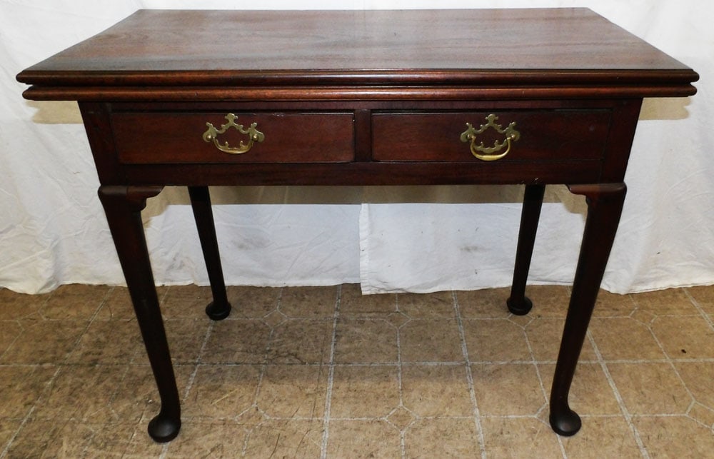 19th Century Mahogany Fold Over Top Queen Anne Game Table (1 of 8)