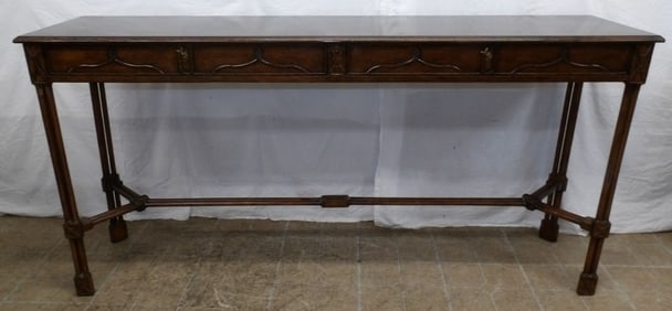 Mahogany Two Drawer Console, (Base Has Repairs)