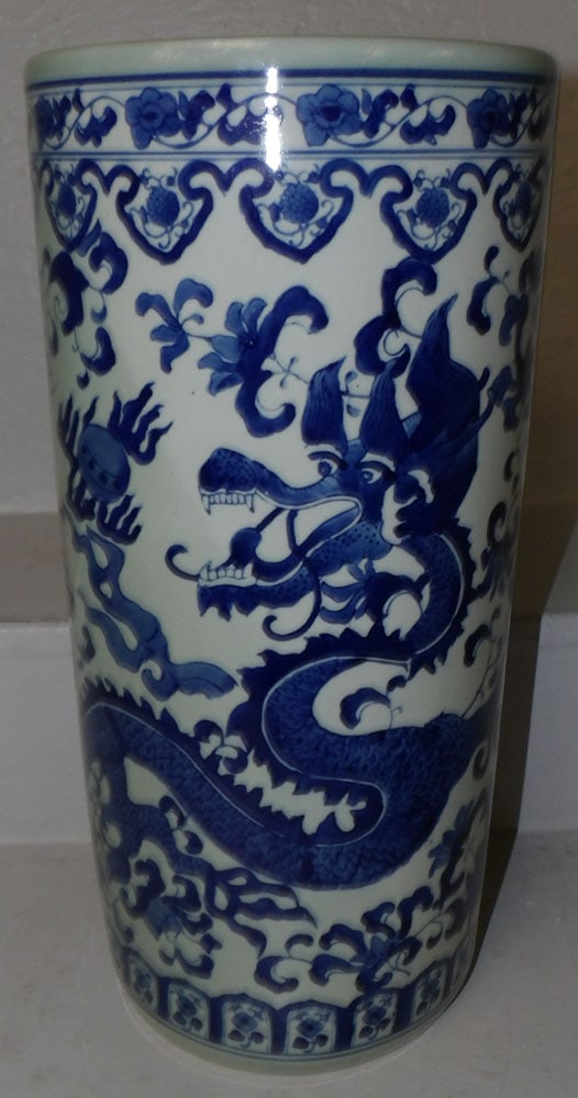 Oriental Porcelain Blue & White Umbrella Stand (1 of 4)