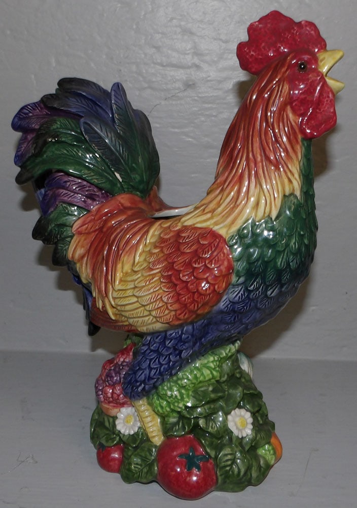 Painted Porcelain Rooster Flower Vase by Fitz & Floyd (1 of 4)