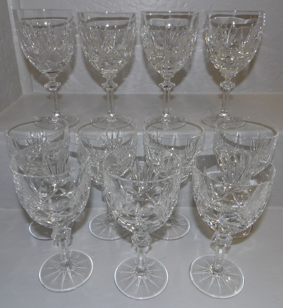 Eleven Crystal Wine Glasses by Gorham: Eleven Crystal Wine Glasses by Gorham. 7" H 3 1/4" Dia. ALL DESCRIPTIONS AND ANY CONDITION STATEMENT GIVEN BY LANGSTON AUCTION GALLERY ARE STRICTLY OPINIONS AND LANGSTON'S SHALL HAVE NO RESPONSIBILITY