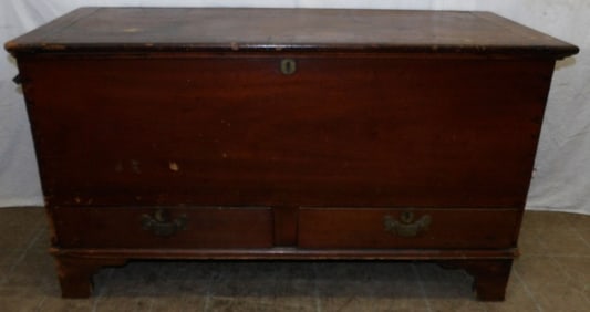 19th Century Cherry Dovetailed Blanket Chest with Two Drawer Base