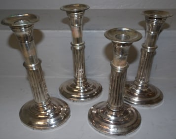 Two Pair of Silverplated Sheffield Telescopic Candlesticks