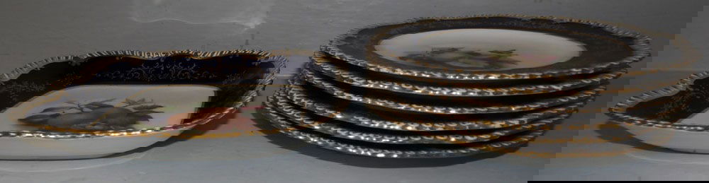 Seven Piece Hand Painted Porcelain England Coalport Dessert Set (1 of 8)