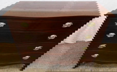 Mahogany Inlaid Four Drawer Serpentine Front Chest by Trutype