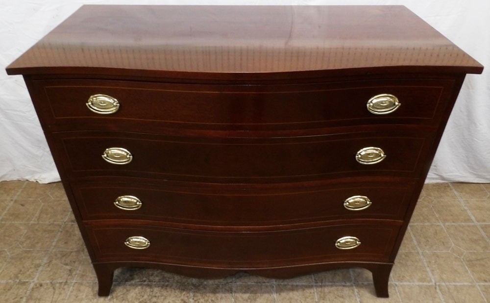 Mahogany Inlaid Four Drawer Serpentine Front Chest by Trutype (1 of 8)