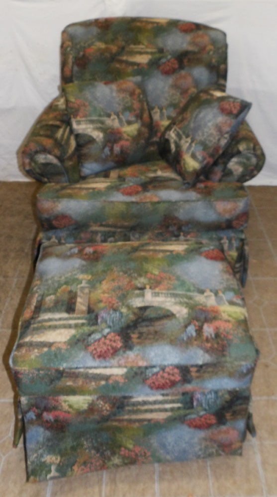 Upholstered Lazy Boy Chair & Ottoman (1 of 9)