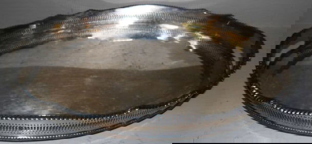 Oval Sheffield Pierced Gallery Serving Tray