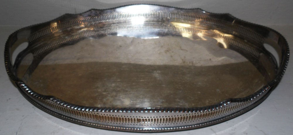 Oval Sheffield Pierced Gallery Serving Tray (1 of 5)