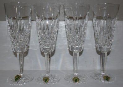 Four Waterford Crystal Champagne Glasses