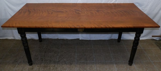 Birch & Painted Base Two Drawer Farm Table