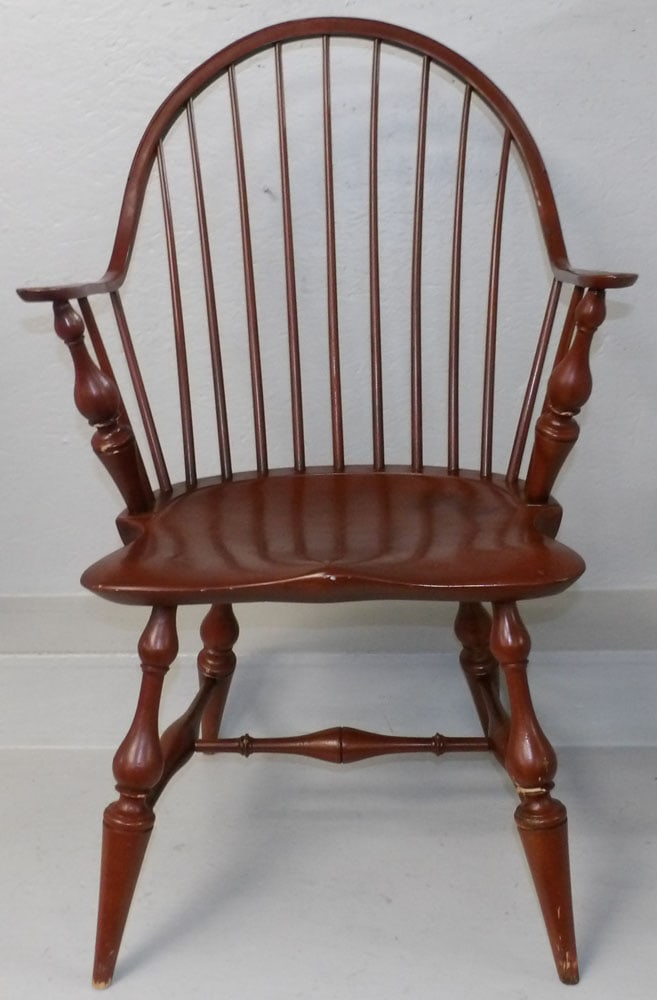 Red Painted Continuous Arm Windsor Chair Stamped DR Dimes (1 of 5)