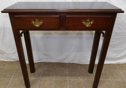 Mahogany Two Drawer Chippendale Console Stamped M&MH