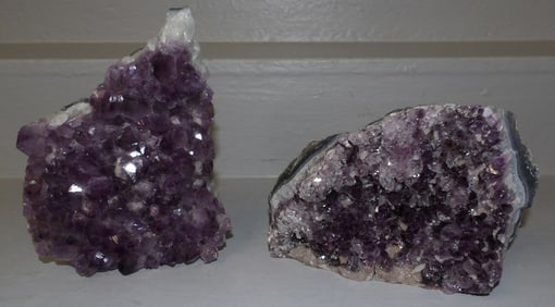 Three Purple Amethyst Geode Specimens
