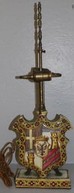 Polychrome Shield Form Two Light Lamp