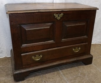 18th Century Diminutive English Oak Mule Chest with One Drawer