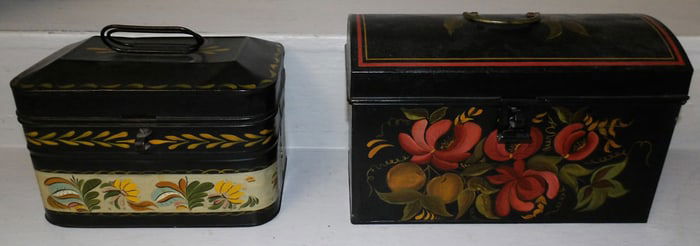 Two Paint Decorated Tole Boxes
