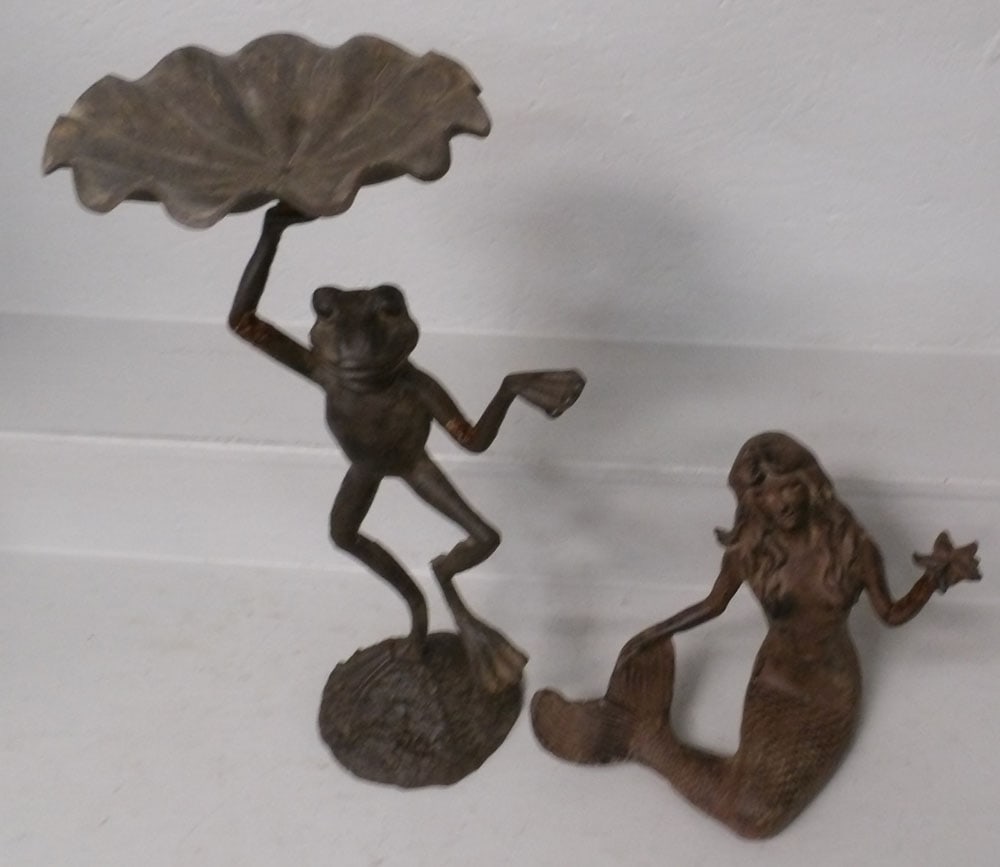 Cast Iron Frog Form Bird Bath & Cast Iron Mermaid Door Stop (1 of 5)