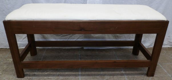 Walnut Benchmade Stretcher Base & Upholstered Top Bench