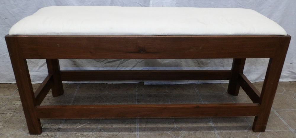 Walnut Benchmade Stretcher Base & Upholstered Top Bench (1 of 5)