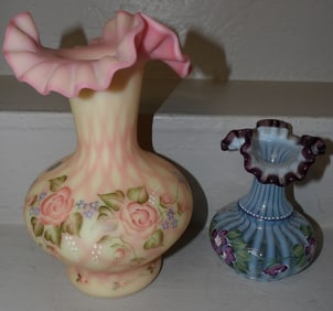 Two Fenton Art Glass Vases Artist Signed
