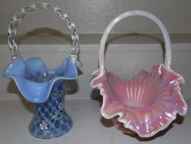 Two Fenton Art Glass Baskets