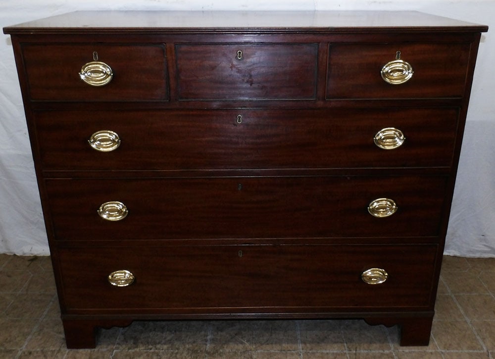 19th Century Mahogany Three Over Three Drawer Chest: 19th Century Mahogany Three Over Three Drawer Chest . 40 1/4" H 47 1/2" W 22" D ALL DESCRIPTIONS AND ANY CONDITION STATEMENT GIVEN BY LANGSTON AUCTION GALLERY ARE STRICTLY OPINIONS AND LANGSTON'S SHAL