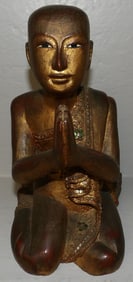 Painted Carved Wood Buddha