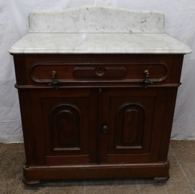 Antique Walnut Victorian Marble Top Washstand