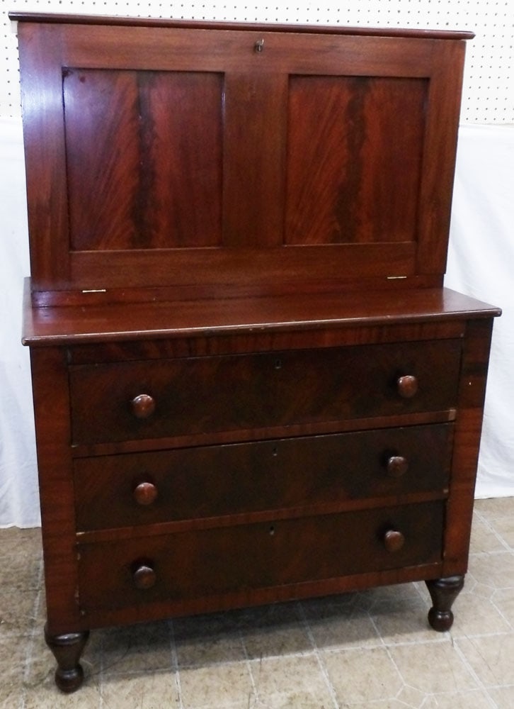 Antique Two Piece Mahogany Victorian Drop Front Desk (1 of 7)