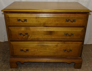 Antique Maple Three Drawer Chest with Fitted Mirror Dressing Interior