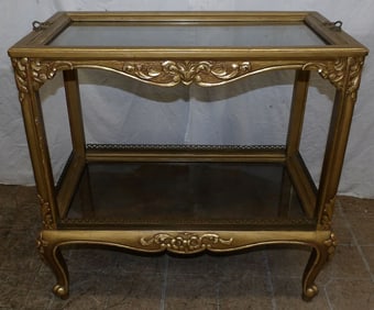 Antique Gilded Wood French Two Tier Dumbwaiter Server