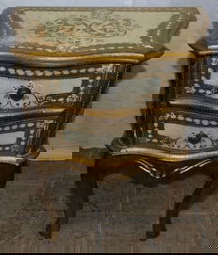 Diminutive Gilded Wood Two Drawer Italian Stand