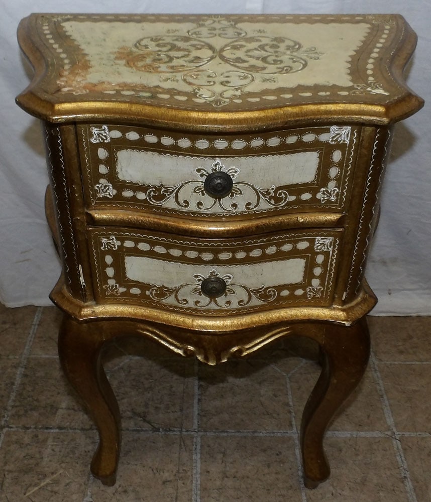 Diminutive Gilded Wood Two Drawer Italian Stand (1 of 6)